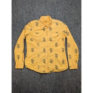 Barn Fly Trading Womens L Squash Western Shirt Indian Head Print Pearl‎ Snap